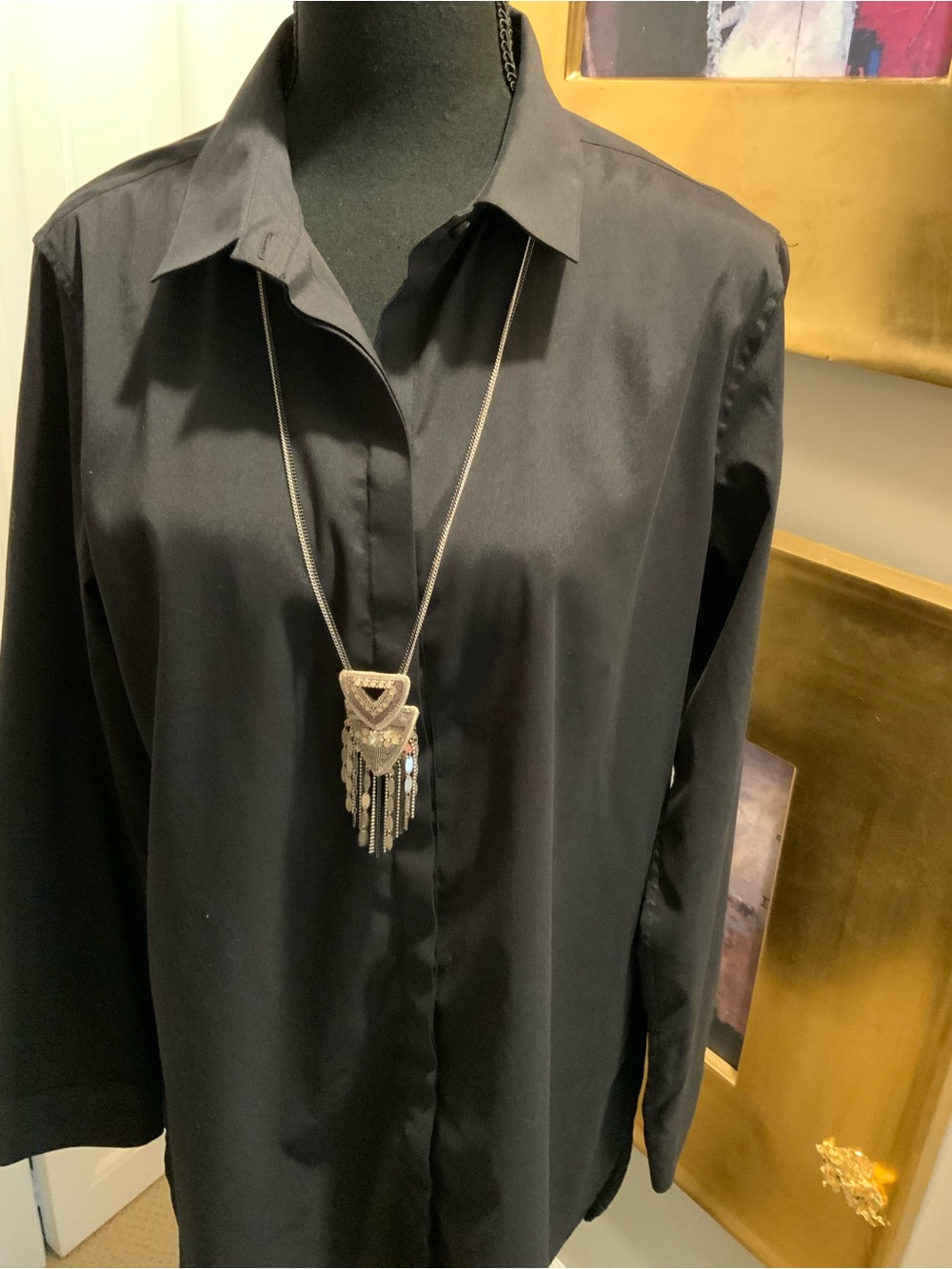 Silver Fringe Pendant Necklace - Elegant Women’s Necklace double chain